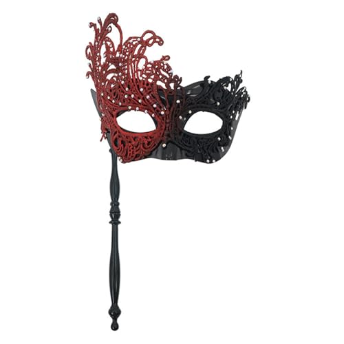 XAGMODSHN Strass-Spitzen-Maskerade, Halloween-Kostüme, Venezianer-Party, Erwachsene, Kinder, Karneval, Maske mit Stab, Damen, halbes Gesicht von XAGMODSHN