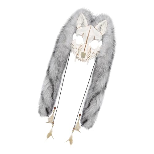 XAGMODSHN Werwölfe Kunstpelze Wikinger Füchse Pelztier Maske Halloween Cosplay Kostüm Zubehör Wendigo Kopfschmuck Pelztier Wolf XAGMODSHN Werwölfe Kunstpelze Wikinger Füchse Pelztier Maske Halloween Cosplay Kostüm Zubehör Wendigo Kopfschmuck Pelztier Wolf von XAGMODSHN