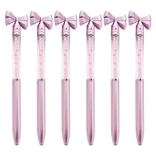 XANHOY Kugelschreiber mit Schleife, Kristallperlen, Signierstift, Drehstift, 1,0 mm Spitze, reibungsloses Schreiben, Business-Stift, 6 Stück XANHOY Kugelschreiber mit Schleife, Kristallperlen, Signierstift, Drehstift, 1,0 mm Spitze, reibungsloses Schreiben, Business-Stift, 6 Stück von XANHOY