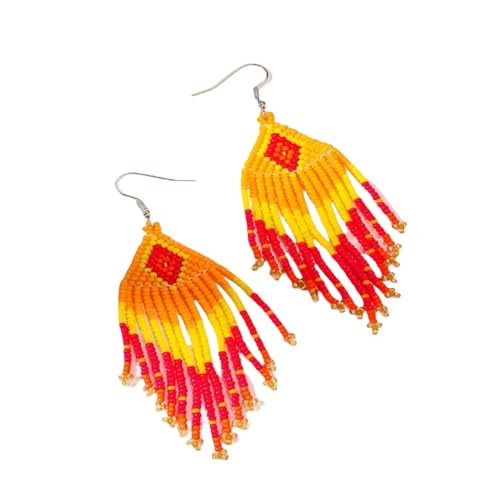 XANHOY Perlenquasten-Ohrringe, handgefertigt, Glasperlen, Vintage-Blumenmuster, Ohrschmuck, Zubehör für Damen XANHOY Perlenquasten-Ohrringe, handgefertigt, Glasperlen, Vintage-Blumenmuster, Ohrschmuck, Zubehör für Damen von XANHOY