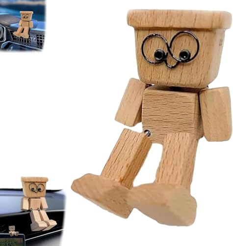 XAUXKERE SchüTtelmann Holz, SchüTtelmäNnchen, Charmante Kleine Holzfigur,SchüTtelmann Auto,Wackelnder Holzmann,Shaking Wooden Man Figur,Shaking Feet Wooden Doll,Handmade Car Ornaments Action Figure-B von XAUXKERE