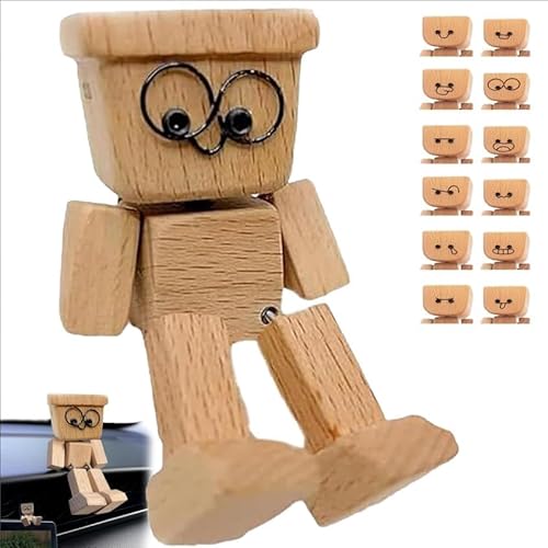 XAUXKERE Wackelnde Holzfiguren, lustige Wackelkopf-Autodekoration, handgefertigte Holz-Auto-Ornamente, schüttelmann aus Holz, Actionfiguren, Schreibtisch-Ornamente, Geschenke für Männer, Büro-B von XAUXKERE