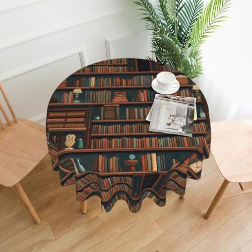 XBKGOHA Runde dekorative Tischdecke, 152,4 cm, Buchzimmer-Bibliothek, Druck für den Innen- und Außenbereich, auf runden Tischen wie Couchtischen, Esstischen und Bauernhoftischen XBKGOHA Runde dekorative Tischdecke, 152,4 cm, Buchzimmer-Bibliothek, Druck für den Innen- und Außenbereich, auf runden Tischen wie Couchtischen, Esstischen und Bauernhoftischen von XBKGOHA
