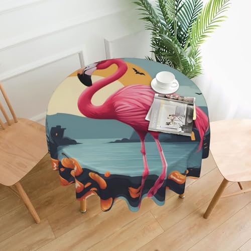 XBKGOHA Runde dekorative Tischdecke, 152,4 cm, Cartoon-Halloween-Flamingo-Druck, für den Innen- und Außenbereich, auf runden Tischen wie Couchtischen, Esstischen und Bauernhoftischen XBKGOHA Runde dekorative Tischdecke, 152,4 cm, Cartoon-Halloween-Flamingo-Druck, für den Innen- und Außenbereich, auf runden Tischen wie Couchtischen, Esstischen und Bauernhoftischen von XBKGOHA