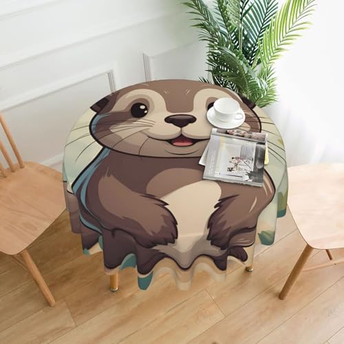 XBKGOHA Runde dekorative Tischdecke, 152,4 cm, Cartoon-Motiv mit süßem Otter-Druck, für den Innen- und Außenbereich, auf runden Tischen wie Couchtischen, Esstischen und Bauernhoftischen XBKGOHA Runde dekorative Tischdecke, 152,4 cm, Cartoon-Motiv mit süßem Otter-Druck, für den Innen- und Außenbereich, auf runden Tischen wie Couchtischen, Esstischen und Bauernhoftischen von XBKGOHA