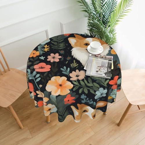 XBKGOHA Runde dekorative Tischdecke, 152,4 cm, Corgi-Blumenmuster, Frühlingsgarten, Druck für den Innen- und Außenbereich, auf runden Tischen wie Couchtischen, Esstischen und Bauerntischen XBKGOHA Runde dekorative Tischdecke, 152,4 cm, Corgi-Blumenmuster, Frühlingsgarten, Druck für den Innen- und Außenbereich, auf runden Tischen wie Couchtischen, Esstischen und Bauerntischen von XBKGOHA