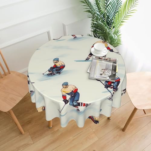 XBKGOHA Runde dekorative Tischdecke, 152,4 cm, Eishockey-Druck, für den Innen- und Außenbereich, auf runden Tischen wie Couchtischen, Esstischen und Bauernhoftischen XBKGOHA Runde dekorative Tischdecke, 152,4 cm, Eishockey-Druck, für den Innen- und Außenbereich, auf runden Tischen wie Couchtischen, Esstischen und Bauernhoftischen von XBKGOHA