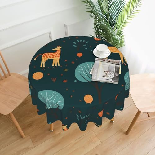 XBKGOHA Runde dekorative Tischdecke, 152,4 cm, Elefanten- und Giraffen-Druck, für den Innen- und Außenbereich, auf runden Tischen wie Couchtischen, Esstischen und Bauernhoftischen XBKGOHA Runde dekorative Tischdecke, 152,4 cm, Elefanten- und Giraffen-Druck, für den Innen- und Außenbereich, auf runden Tischen wie Couchtischen, Esstischen und Bauernhoftischen von XBKGOHA