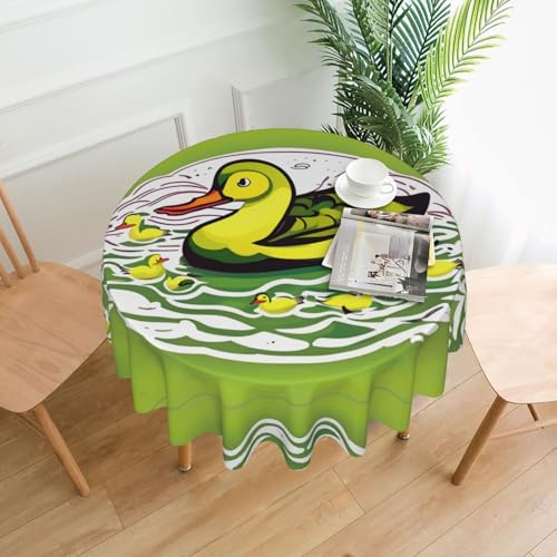 XBKGOHA Runde dekorative Tischdecke, 152,4 cm, Entenflocken-Spieldruck, für den Innen- und Außenbereich, auf runden Tischen wie Couchtischen, Esstischen und Bauernhoftischen von XBKGOHA
