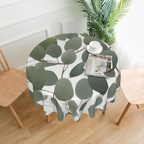 XBKGOHA Runde dekorative Tischdecke, 152,4 cm, Eukalyptusblätter, für den Innen- und Außenbereich, auf runden Tischen wie Couchtischen, Esstischen und Bauernhoftischen XBKGOHA Runde dekorative Tischdecke, 152,4 cm, Eukalyptusblätter, für den Innen- und Außenbereich, auf runden Tischen wie Couchtischen, Esstischen und Bauernhoftischen von XBKGOHA