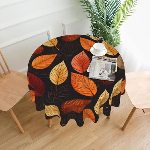 XBKGOHA Runde dekorative Tischdecke, 152,4 cm, Herbstblatt-Druck, für den Innen- und Außenbereich, auf runden Tischen wie Couchtischen, Esstischen und Bauerntischen XBKGOHA Runde dekorative Tischdecke, 152,4 cm, Herbstblatt-Druck, für den Innen- und Außenbereich, auf runden Tischen wie Couchtischen, Esstischen und Bauerntischen von XBKGOHA