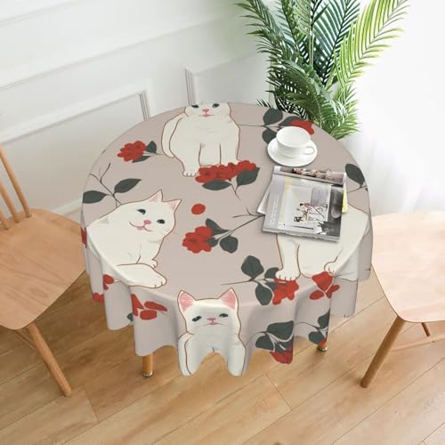 XBKGOHA Runde dekorative Tischdecke, 152,4 cm, Katzendruck, für den Innen- und Außenbereich, auf runden Tischen wie Couchtischen, Esstischen und Bauernhoftischen XBKGOHA Runde dekorative Tischdecke, 152,4 cm, Katzendruck, für den Innen- und Außenbereich, auf runden Tischen wie Couchtischen, Esstischen und Bauernhoftischen von XBKGOHA
