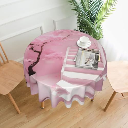 XBKGOHA Runde dekorative Tischdecke, 152,4 cm, Kirschblüten-Motiv, für den Innen- und Außenbereich, auf runden Tischen wie Couchtischen, Esstischen und Bauernhoftischen von XBKGOHA