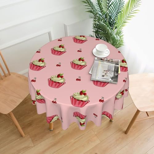 XBKGOHA Runde dekorative Tischdecke, 152,4 cm, Kirschkuchen-Druck, für den Innen- und Außenbereich, auf runden Tischen wie Couchtischen, Esstischen und Bauernhoftischen XBKGOHA Runde dekorative Tischdecke, 152,4 cm, Kirschkuchen-Druck, für den Innen- und Außenbereich, auf runden Tischen wie Couchtischen, Esstischen und Bauernhoftischen von XBKGOHA