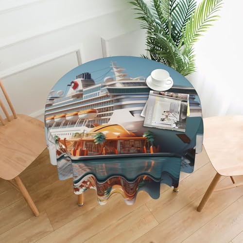 XBKGOHA Runde dekorative Tischdecke, 152,4 cm, Kreuzfahrtschiff-Druck, für den Innen- und Außenbereich, auf runden Tischen wie Couchtischen, Esstischen und Bauernhoftischen XBKGOHA Runde dekorative Tischdecke, 152,4 cm, Kreuzfahrtschiff-Druck, für den Innen- und Außenbereich, auf runden Tischen wie Couchtischen, Esstischen und Bauernhoftischen von XBKGOHA