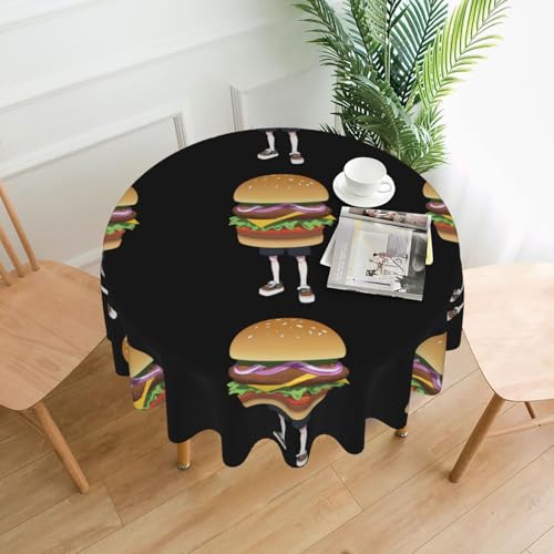 XBKGOHA Runde dekorative Tischdecke, 152,4 cm, Motiv "Walking Burgers" für den Innen- und Außenbereich, auf runden Tischen wie Couchtischen, Esstischen und Bauernhoftischen XBKGOHA Runde dekorative Tischdecke, 152,4 cm, Motiv "Walking Burgers" für den Innen- und Außenbereich, auf runden Tischen wie Couchtischen, Esstischen und Bauernhoftischen von XBKGOHA