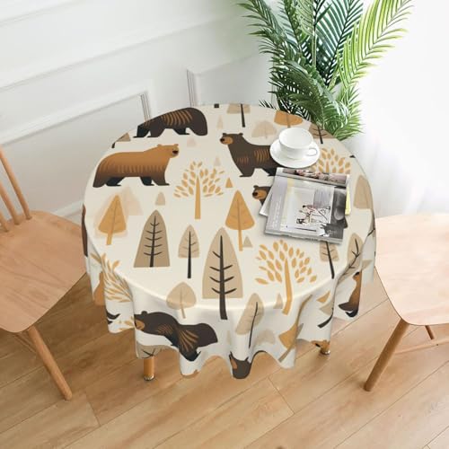 XBKGOHA Runde dekorative Tischdecke, 152,4 cm, Motiv: Braunbären, für den Innen- und Außenbereich, auf runden Tischen wie Couchtischen, Esstischen und Bauernhoftischen XBKGOHA Runde dekorative Tischdecke, 152,4 cm, Motiv: Braunbären, für den Innen- und Außenbereich, auf runden Tischen wie Couchtischen, Esstischen und Bauernhoftischen von XBKGOHA
