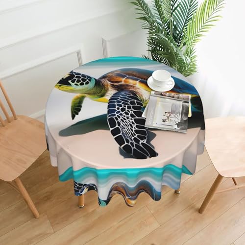 XBKGOHA Runde dekorative Tischdecke, 152,4 cm, Motiv: Meeresschildkröten, für den Innen- und Außenbereich, auf runden Tischen wie Couchtischen, Esstischen und Bauernhoftischen von XBKGOHA