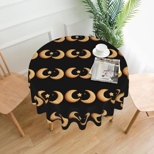 XBKGOHA Runde dekorative Tischdecke, 152,4 cm, Motiv: Moon Cookies Say Goodnight, für den Innen- und Außenbereich, auf runden Tischen wie Couchtischen, Esstischen und Bauernhoftischen XBKGOHA Runde dekorative Tischdecke, 152,4 cm, Motiv: Moon Cookies Say Goodnight, für den Innen- und Außenbereich, auf runden Tischen wie Couchtischen, Esstischen und Bauernhoftischen von XBKGOHA