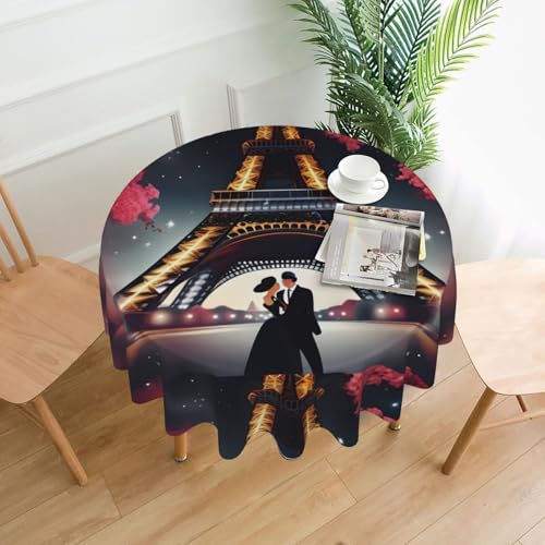 XBKGOHA Runde dekorative Tischdecke, 152,4 cm, Motiv: Night Paris Eiffelturm, für den Innen- und Außenbereich, auf runden Tischen wie Couchtischen, Esstischen und Bauernhoftischen XBKGOHA Runde dekorative Tischdecke, 152,4 cm, Motiv: Night Paris Eiffelturm, für den Innen- und Außenbereich, auf runden Tischen wie Couchtischen, Esstischen und Bauernhoftischen von XBKGOHA