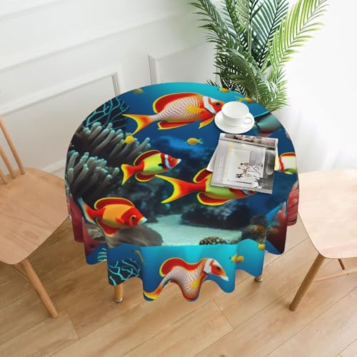 XBKGOHA Runde dekorative Tischdecke, 152,4 cm, Motiv: Ozean, tropische Fische, Koralle, Unterwasserwelt, für den Innen- und Außenbereich, auf runden Tischen wie Couchtischen, Esstischen und XBKGOHA Runde dekorative Tischdecke, 152,4 cm, Motiv: Ozean, tropische Fische, Koralle, Unterwasserwelt, für den Innen- und Außenbereich, auf runden Tischen wie Couchtischen, Esstischen und von XBKGOHA