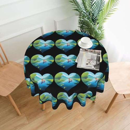 XBKGOHA Runde dekorative Tischdecke, 152,4 cm, Motiv: Welpe am See, Druck für den Innen- und Außenbereich, auf runden Tischen wie Couchtischen, Esstischen und Bauernhoftischen XBKGOHA Runde dekorative Tischdecke, 152,4 cm, Motiv: Welpe am See, Druck für den Innen- und Außenbereich, auf runden Tischen wie Couchtischen, Esstischen und Bauernhoftischen von XBKGOHA