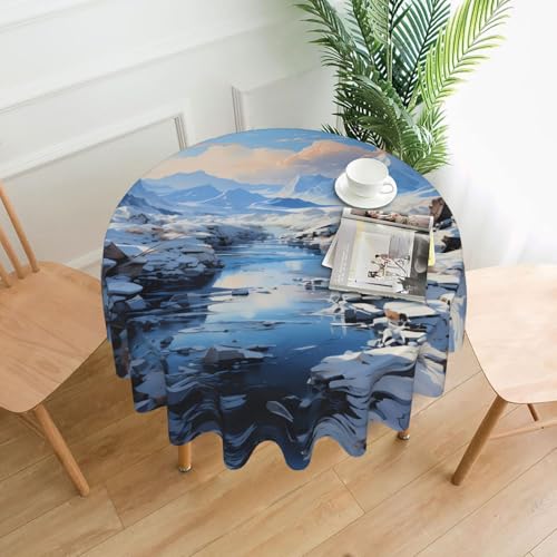 XBKGOHA Runde dekorative Tischdecke, 152,4 cm, Motiv: schneebedeckte Berge, für den Innen- und Außenbereich, auf runden Tischen wie Couchtischen, Esstischen und Bauernhoftischen XBKGOHA Runde dekorative Tischdecke, 152,4 cm, Motiv: schneebedeckte Berge, für den Innen- und Außenbereich, auf runden Tischen wie Couchtischen, Esstischen und Bauernhoftischen von XBKGOHA