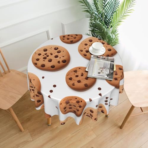 XBKGOHA Runde dekorative Tischdecke, 152,4 cm, Schokoladenkeks-Druck, für den Innen- und Außenbereich, auf runden Tischen wie Couchtischen, Esstischen und Bauerntischen XBKGOHA Runde dekorative Tischdecke, 152,4 cm, Schokoladenkeks-Druck, für den Innen- und Außenbereich, auf runden Tischen wie Couchtischen, Esstischen und Bauerntischen von XBKGOHA