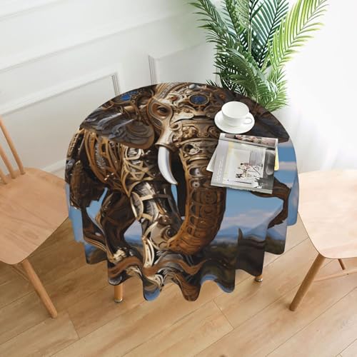 XBKGOHA Runde dekorative Tischdecke, 152,4 cm, Skulptur, Elefanten-Druck, für den Innen- und Außenbereich, auf runden Tischen wie Couchtischen, Esstischen und Bauernhoftischen XBKGOHA Runde dekorative Tischdecke, 152,4 cm, Skulptur, Elefanten-Druck, für den Innen- und Außenbereich, auf runden Tischen wie Couchtischen, Esstischen und Bauernhoftischen von XBKGOHA