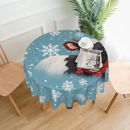 XBKGOHA Runde dekorative Tischdecke, 152,4 cm, Weihnachts-Schneekuh-Druck, für den Innen- und Außenbereich, auf runden Tischen wie Couchtischen, Esstischen und Bauernhoftischen XBKGOHA Runde dekorative Tischdecke, 152,4 cm, Weihnachts-Schneekuh-Druck, für den Innen- und Außenbereich, auf runden Tischen wie Couchtischen, Esstischen und Bauernhoftischen von XBKGOHA