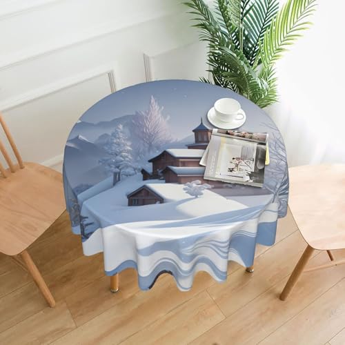 XBKGOHA Runde dekorative Tischdecke, 152,4 cm, Winterlandschaftsdruck, für den Innen- und Außenbereich, auf runden Tischen wie Couchtischen, Esstischen und Bauernhoftischen XBKGOHA Runde dekorative Tischdecke, 152,4 cm, Winterlandschaftsdruck, für den Innen- und Außenbereich, auf runden Tischen wie Couchtischen, Esstischen und Bauernhoftischen von XBKGOHA