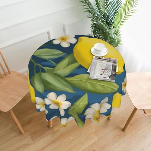 XBKGOHA Runde dekorative Tischdecke, 152,4 cm, Zitronen- und Blumendruck, für den Innen- und Außenbereich, auf runden Tischen wie Couchtischen, Esstischen und Bauernhoftischen XBKGOHA Runde dekorative Tischdecke, 152,4 cm, Zitronen- und Blumendruck, für den Innen- und Außenbereich, auf runden Tischen wie Couchtischen, Esstischen und Bauernhoftischen von XBKGOHA
