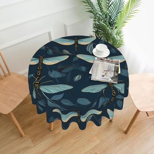 XBKGOHA Runde dekorative Tischdecke, 152,4 cm, blaue Libellen-Druck, für den Innen- und Außenbereich, auf runden Tischen wie Couchtischen, Esstischen und Bauernhoftischen XBKGOHA Runde dekorative Tischdecke, 152,4 cm, blaue Libellen-Druck, für den Innen- und Außenbereich, auf runden Tischen wie Couchtischen, Esstischen und Bauernhoftischen von XBKGOHA
