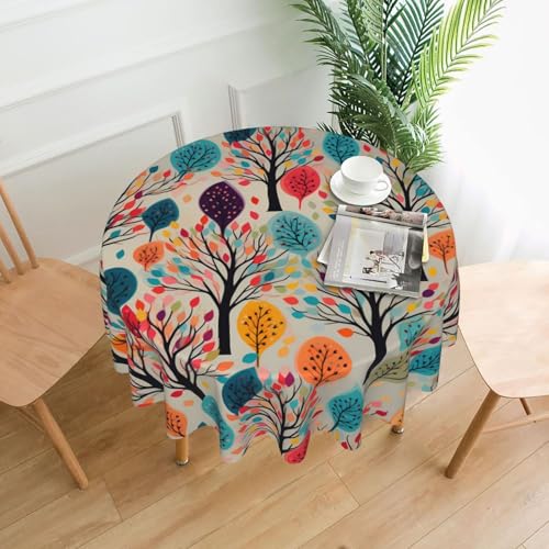 XBKGOHA Runde dekorative Tischdecke, 152,4 cm, bunte Lebensbäume, Druck für den Innen- und Außenbereich, auf runden Tischen wie Couchtischen, Esstischen und Bauernhoftischen XBKGOHA Runde dekorative Tischdecke, 152,4 cm, bunte Lebensbäume, Druck für den Innen- und Außenbereich, auf runden Tischen wie Couchtischen, Esstischen und Bauernhoftischen von XBKGOHA
