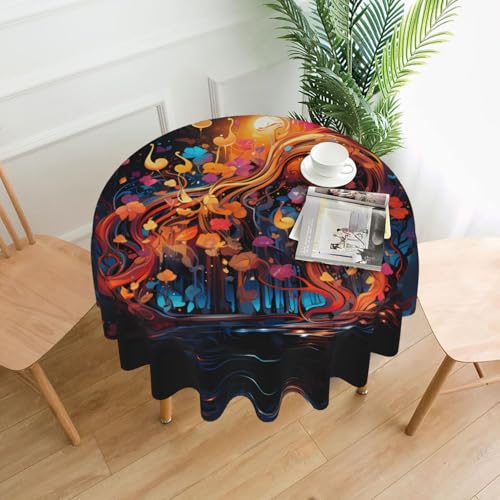 XBKGOHA Runde dekorative Tischdecke, 152,4 cm, buntes Musiknoten-Druck, für den Innen- und Außenbereich, auf runden Tischen wie Couchtischen, Esstischen und Bauernhoftischen XBKGOHA Runde dekorative Tischdecke, 152,4 cm, buntes Musiknoten-Druck, für den Innen- und Außenbereich, auf runden Tischen wie Couchtischen, Esstischen und Bauernhoftischen von XBKGOHA