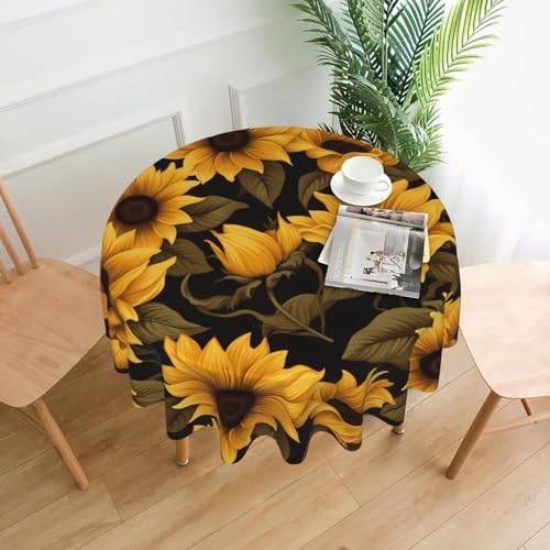 XBKGOHA Runde dekorative Tischdecke, 152,4 cm, floraler Sonnenblumendruck, für den Innen- und Außenbereich, auf runden Tischen wie Couchtischen, Esstischen und Bauernhoftischen XBKGOHA Runde dekorative Tischdecke, 152,4 cm, floraler Sonnenblumendruck, für den Innen- und Außenbereich, auf runden Tischen wie Couchtischen, Esstischen und Bauernhoftischen von XBKGOHA