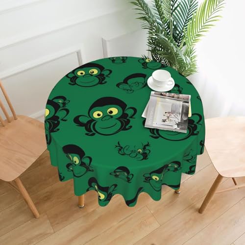 XBKGOHA Runde dekorative Tischdecke, 152,4 cm, grüner Affen-Druck, für den Innen- und Außenbereich, auf runden Tischen wie Couchtischen, Esstischen und Bauernhoftischen XBKGOHA Runde dekorative Tischdecke, 152,4 cm, grüner Affen-Druck, für den Innen- und Außenbereich, auf runden Tischen wie Couchtischen, Esstischen und Bauernhoftischen von XBKGOHA