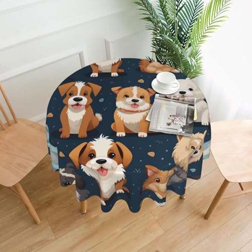 XBKGOHA Runde dekorative Tischdecke, 152,4 cm, niedlicher Hunde-Druck für den Innen- und Außenbereich, auf runden Tischen wie Couchtischen, Esstischen und Bauernhoftischen XBKGOHA Runde dekorative Tischdecke, 152,4 cm, niedlicher Hunde-Druck für den Innen- und Außenbereich, auf runden Tischen wie Couchtischen, Esstischen und Bauernhoftischen von XBKGOHA