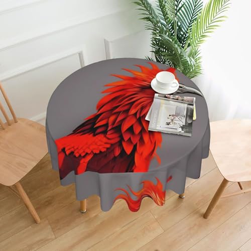 XBKGOHA Runde dekorative Tischdecke, 152,4 cm, orange-roter Phoenix-Druck, für den Innen- und Außenbereich, auf runden Tischen wie Couchtischen, Esstischen und Bauerntischen XBKGOHA Runde dekorative Tischdecke, 152,4 cm, orange-roter Phoenix-Druck, für den Innen- und Außenbereich, auf runden Tischen wie Couchtischen, Esstischen und Bauerntischen von XBKGOHA