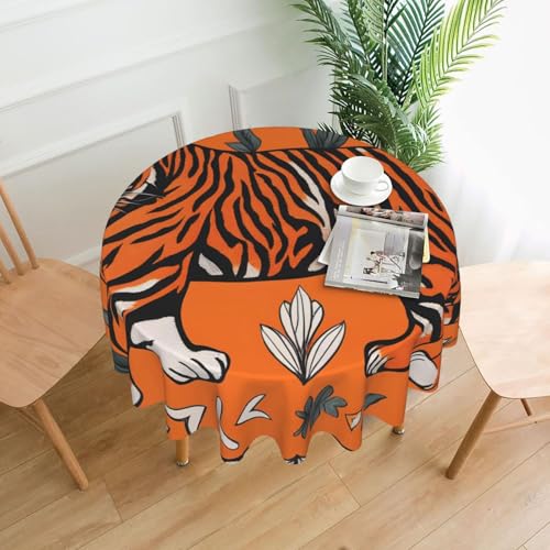XBKGOHA Runde dekorative Tischdecke, 152,4 cm, orangefarbener Tiger-Leoparden-Druck, für den Innen- und Außenbereich, auf runden Tischen wie Couchtischen, Esstischen und Bauernhoftischen XBKGOHA Runde dekorative Tischdecke, 152,4 cm, orangefarbener Tiger-Leoparden-Druck, für den Innen- und Außenbereich, auf runden Tischen wie Couchtischen, Esstischen und Bauernhoftischen von XBKGOHA