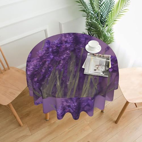 XBKGOHA Runde dekorative Tischdecke, 152,4 cm, romantischer violetter Lavendel-Druck, für den Innen- und Außenbereich, auf runden Tischen wie Couchtischen, Esstischen und Bauernhoftischen XBKGOHA Runde dekorative Tischdecke, 152,4 cm, romantischer violetter Lavendel-Druck, für den Innen- und Außenbereich, auf runden Tischen wie Couchtischen, Esstischen und Bauernhoftischen von XBKGOHA