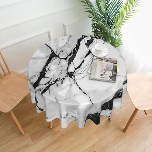 XBKGOHA Runde dekorative Tischdecke, 152,4 cm, schwarz-weißer Marmordruck für den Innen- und Außenbereich, auf runden Tischen wie Couchtischen, Esstischen und Bauernhoftischen XBKGOHA Runde dekorative Tischdecke, 152,4 cm, schwarz-weißer Marmordruck für den Innen- und Außenbereich, auf runden Tischen wie Couchtischen, Esstischen und Bauernhoftischen von XBKGOHA