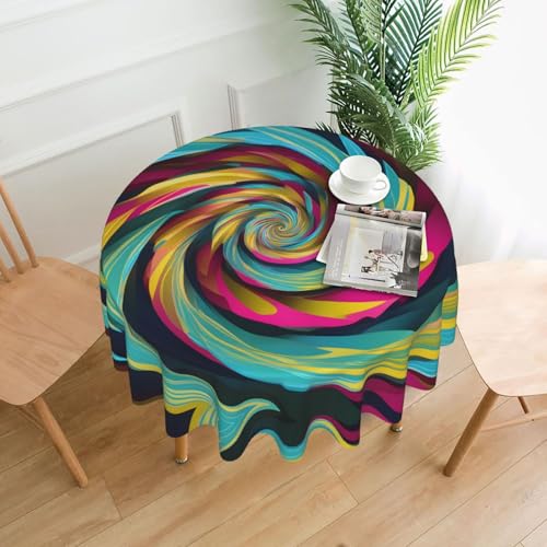 XBKGOHA Runde dekorative Tischdecke, 152,4 cm, spiralförmiger optischer Täuschungsdruck, für den Innen- und Außenbereich, auf runden Tischen wie Couchtischen, Esstischen und Bauernhoftischen XBKGOHA Runde dekorative Tischdecke, 152,4 cm, spiralförmiger optischer Täuschungsdruck, für den Innen- und Außenbereich, auf runden Tischen wie Couchtischen, Esstischen und Bauernhoftischen von XBKGOHA