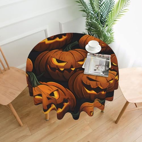 XBKGOHA Runde dekorative Tischdecke, Halloween-Kürbis-Druck, für den Innen- und Außenbereich, auf runden Tischen wie Couchtischen, Esstischen und Bauerntischen, 152,4 cm XBKGOHA Runde dekorative Tischdecke, Halloween-Kürbis-Druck, für den Innen- und Außenbereich, auf runden Tischen wie Couchtischen, Esstischen und Bauerntischen, 152,4 cm von XBKGOHA
