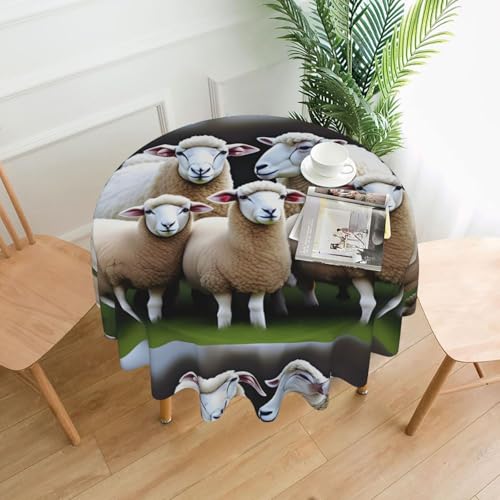 XBKGOHA Runde dekorative Tischdecke, Schaf- und Lämmer-Druck, für den Innen- und Außenbereich, auf runden Tischen wie Couchtischen, Esstischen und Bauernhoftischen, 152,4 cm XBKGOHA Runde dekorative Tischdecke, Schaf- und Lämmer-Druck, für den Innen- und Außenbereich, auf runden Tischen wie Couchtischen, Esstischen und Bauernhoftischen, 152,4 cm von XBKGOHA