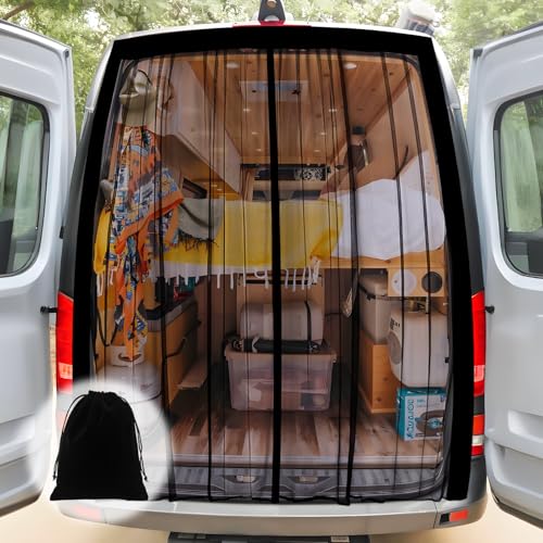 Magnetischer Van Insektenschutz für,Fliegengitter Auto Insektennetz Universa Magneten Moskitonetze, Center Magnetverschluss Wohnmobile,Seitentür/Kofferraum Camping Belüftung Moskitonetze 155x150cm von XCBYT