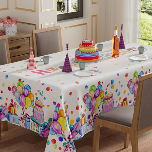 XCHI Tischdecke mit bunten Luftballons, rechteckig, waschbar, Tischdecke für drinnen und draußen, Esstisch, Zuhause, Party-Dekorationen, 152,4 x 213,3 cm XCHI Tischdecke mit bunten Luftballons, rechteckig, waschbar, Tischdecke für drinnen und draußen, Esstisch, Zuhause, Party-Dekorationen, 152,4 x 213,3 cm von XCHI