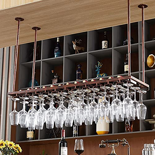 XCHSXYL Hängendes Weinregal, einfaches hängendes Weinglasregal aus Eisen, höhenverstellbares Aufbewahrungsregal, Weinflaschenhalter, an der Decke hängendes Weinglasregal aus Metall und Eisen, Kelch von XCHSXYL
