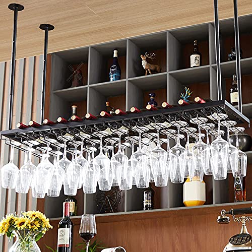 XCHSXYL Hängendes Weinregal, einfaches hängendes Weinglasregal aus Eisen, höhenverstellbares Aufbewahrungsregal, Weinflaschenhalter, an der Decke hängendes Weinglasregal aus Metall und Eisen, Kelch XCHSXYL Hängendes Weinregal, einfaches hängendes Weinglasregal aus Eisen, höhenverstellbares Aufbewahrungsregal, Weinflaschenhalter, an der Decke hängendes Weinglasregal aus Metall und Eisen, Kelch von XCHSXYL