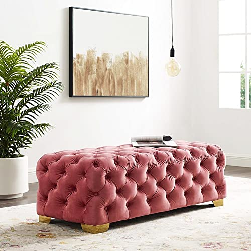 XCHSXYL Rechteckiges Fußende des Bettes aus Samtstoff, gepolsterter Eingangsbereich mit Knopfheftung, luxuriöser Fußhocker mit Akzent für das Wohnzimmer, Dunkelrosa, 60 x 50 x 40 XCHSXYL Rechteckiges Fußende des Bettes aus Samtstoff, gepolsterter Eingangsbereich mit Knopfheftung, luxuriöser Fußhocker mit Akzent für das Wohnzimmer, Dunkelrosa, 60 x 50 x 40 von XCHSXYL